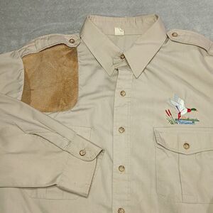 2XL VTG Made in USA Shooting Shirt Tan Mallard Duck Cabincore-Archive XXL 2XL